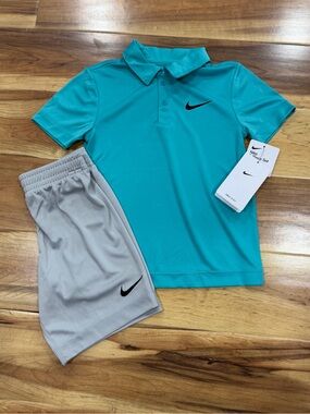 Nike Boys Teal Polo and Shorts Set, New